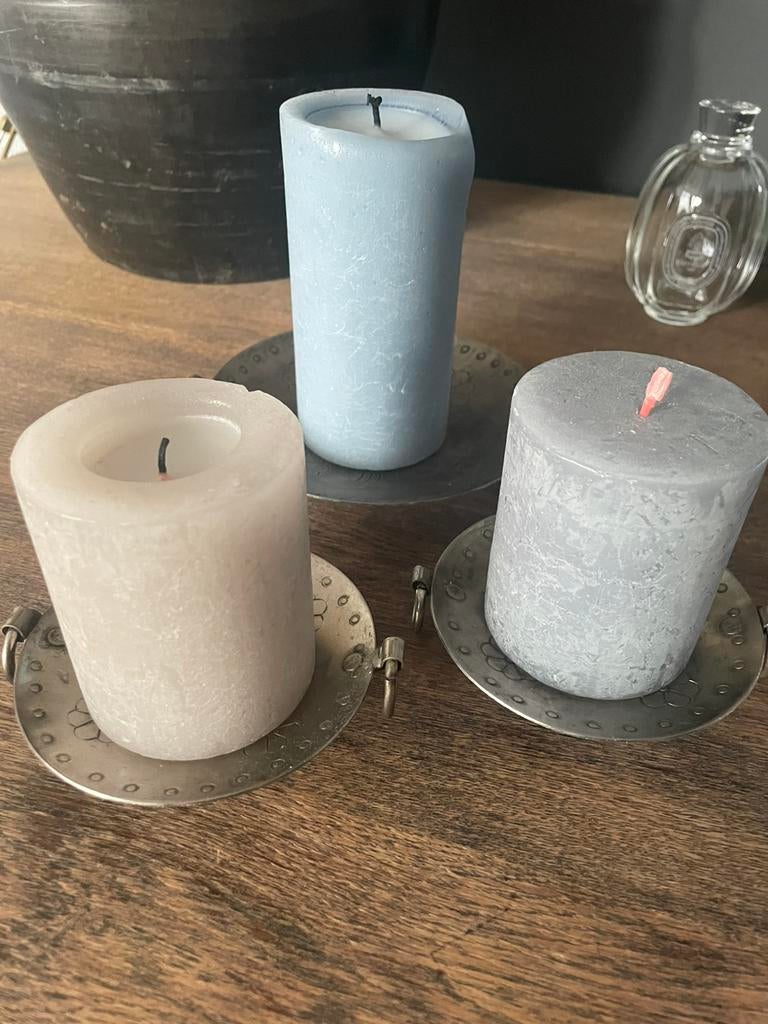Kandelaars, voor stompkaarsen, Lifestyle, boho, Overige kleuren, Verzenden, Zo goed als nieuw, Metaal