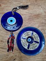 vintage Pasabahce kobalt blauw glazen evil eye bord + hanger, Antiek en Kunst, Ophalen of Verzenden