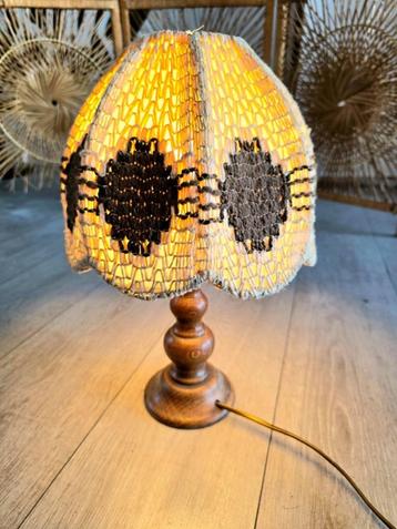  YV6278: Vintage 70s Woven Boho Table Lamp -Tafellampen beschikbaar voor biedingen