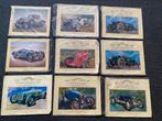 Set 9 klassieke auto art prints – o.a. Bugatti, Maserati, Ophalen, Zo goed als nieuw