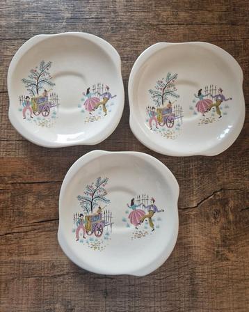 3 gebaksbordjes bordjes dancing days beswick england schotel beschikbaar voor biedingen