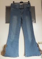 Stoere boho 7/8 ste 5 pocket jeans met franjels en ceintuur., Verzenden, Gedragen, Blauw, W30 - W32 (confectie 38/40)