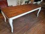 Grote houten eettafel met witte poten, Huis en Inrichting, Tafels | Eettafels, Ophalen, Gebruikt, 200 cm of meer, 50 tot 100 cm