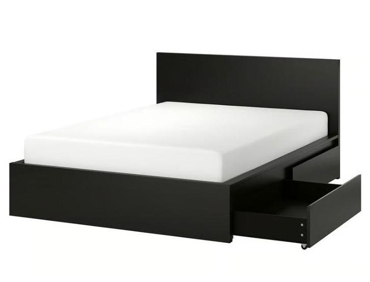 IKEA Malm bed 160x200 + matras en lades, Huis en Inrichting, Slaapkamer | Bedden, Gebruikt, Tweepersoons, 160 cm, 200 cm, Hout