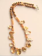 Ketting Keshi Brown parels-kristalglas facet zilver, Sieraden, Tassen en Uiterlijk, Kettingen, Bruin, Nieuw, Zilver, Ophalen