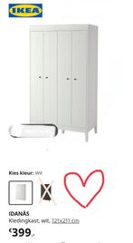 Kast kledingkast Ikea Idanäs wit, 100 tot 150 cm, Met hangruimte, Ophalen of Verzenden, Zo goed als nieuw
