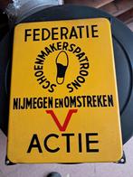 Emaille bord "Federatie Schoenmakerspatroons", Ophalen, Gebruikt, Reclamebord