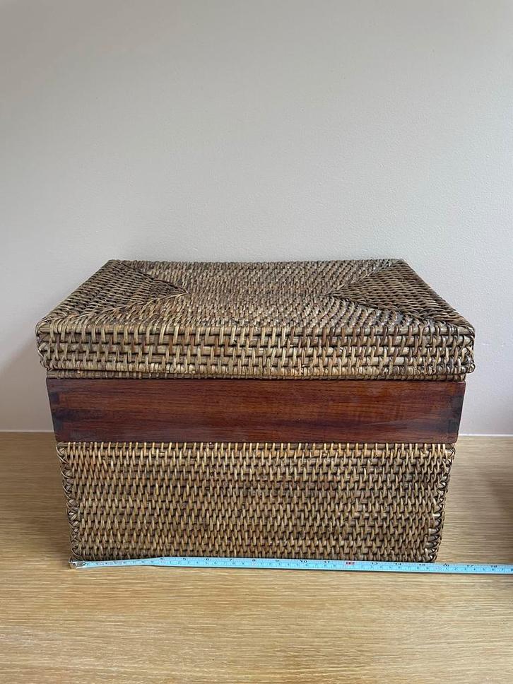 Rotan Houten Doos met Deksel - Zo Goed Als Nieuw, Huis en Inrichting, Woonaccessoires | Kisten, Zo goed als nieuw, Minder dan 50 cm