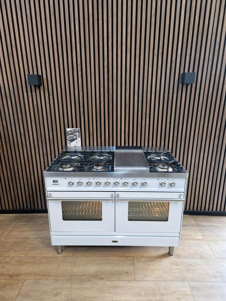 Zeer Luxe Boretti Fornuis wit 7-pits 120 cm (Gratis bezorgt), Witgoed en Apparatuur, Fornuizen, Zo goed als nieuw, Vrijstaand