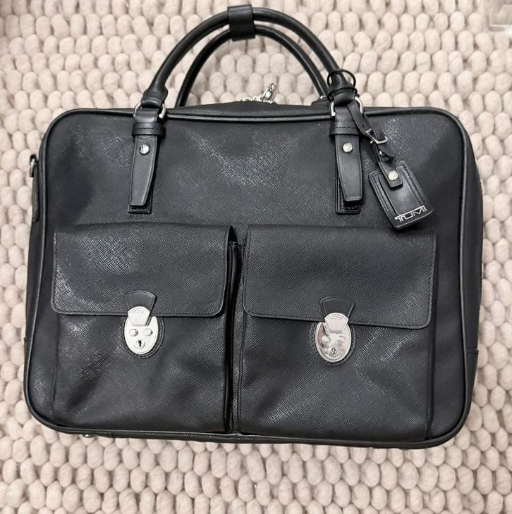 Tumi Laptoptas, leer, Computers en Software, Laptoptassen, Zo goed als nieuw, Aktetas, 15 inch, Ophalen of Verzenden