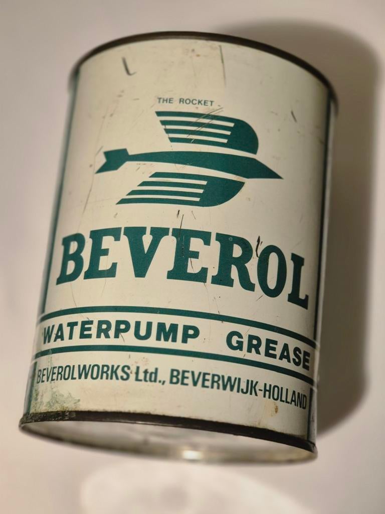 Beverol Olie Waterpump Grease blik Beverwijk, Verzamelen, Ophalen of Verzenden, Gebruikt, Overige
