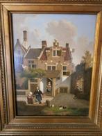 Schilderij - Binnenhofje - Olieverf op Paneel, Antiek en Kunst, Kunst | Schilderijen | Klassiek, Ophalen of Verzenden