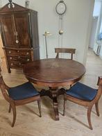 Antieke Eetkamerset met Tafel en 4 Stoelen, Huis en Inrichting, Complete eetkamers, Ophalen of Verzenden, Gebruikt, Antiek, Minder dan 4 stoelen