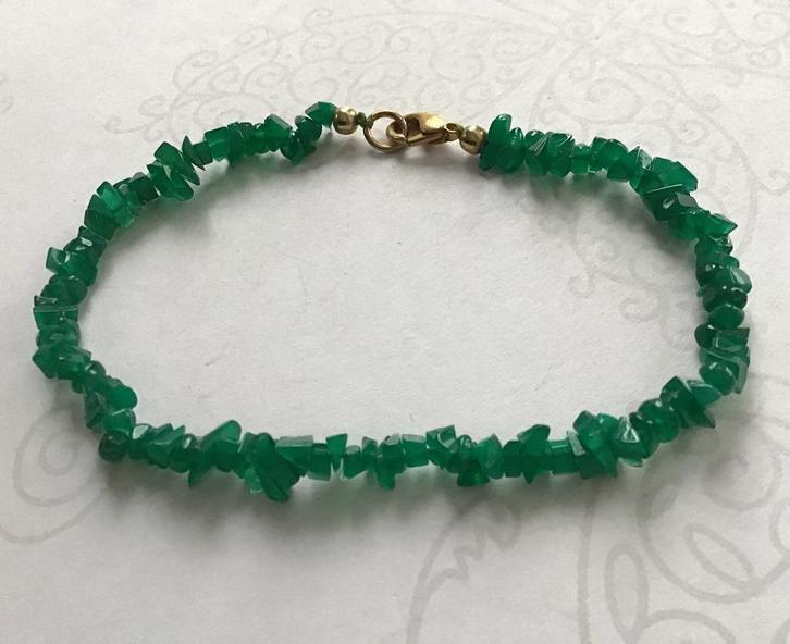 Mooi armbandje met edelsteen Afrikaanse Jade, Sieraden, Tassen en Uiterlijk, Armbanden, Nieuw, Overige materialen, Groen, Met edelsteen