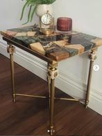 Vintage marmer bijzettafeltje, Ophalen, Minder dan 55 cm, Gebruikt, Vintage