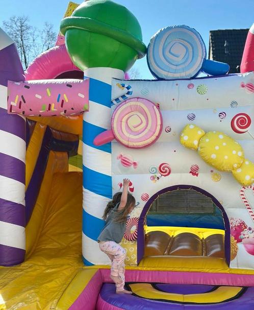 Springkussen candy snoepjes luchtkussens springkussensverhuu, Hobby en Vrije tijd, Feestartikelen | Verhuur, Zo goed als nieuw