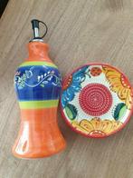 Olie fles & rasp schaaltje - Handbeschilderd, Antiek en Kunst, Ophalen of Verzenden
