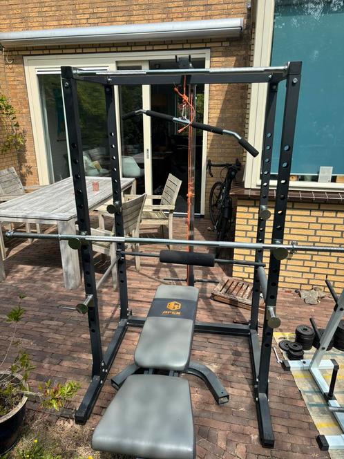 Power rack, Sport en Fitness, Fitnessapparatuur, Gebruikt, Krachtstation, Armen, Benen, Borst, Rug, Metaal, Ophalen