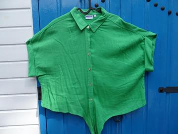 BRISTOL NIEUWE LINNEN BLOUSE- GROEN MT 44/46/48-KNOOPBLOUSJE beschikbaar voor biedingen