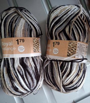 2 Bollen Royal Melange Wol - Zwart/Wit/Grijs beschikbaar voor biedingen