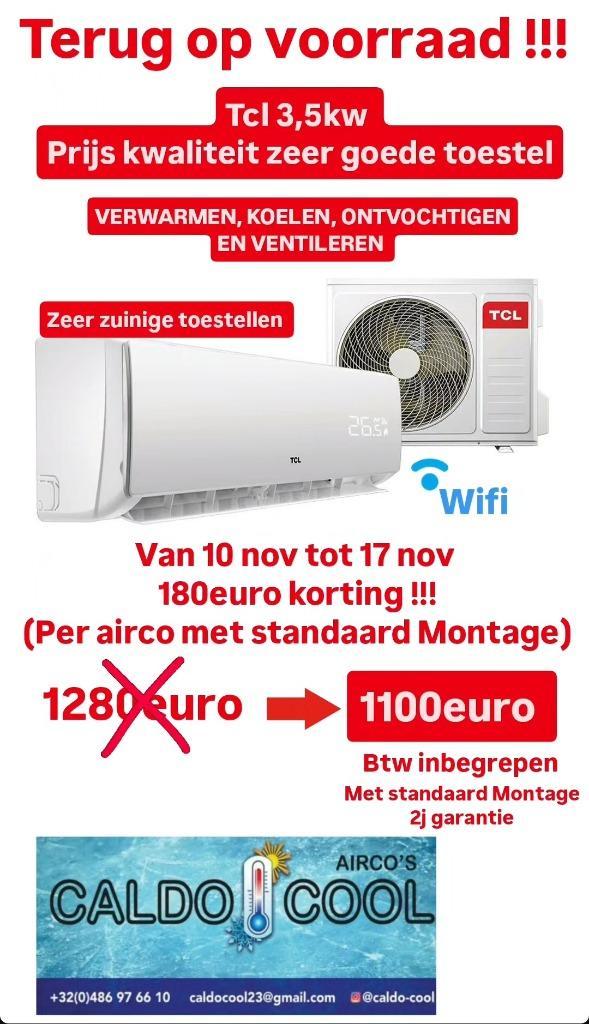 CALDO-COOL UW AIRCOSPECIALIST GOEDKOOPSTE IN NEDERLAND, Witgoed en Apparatuur, Airco's, Nieuw, Wandairco, 100 m³ of groter, 3 snelheden of meer