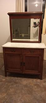 Antiek dressoir met losse spiegel en marmeren blad, Huis en Inrichting, Woonaccessoires | Kisten, Gebruikt, 50 tot 100 cm, Glas