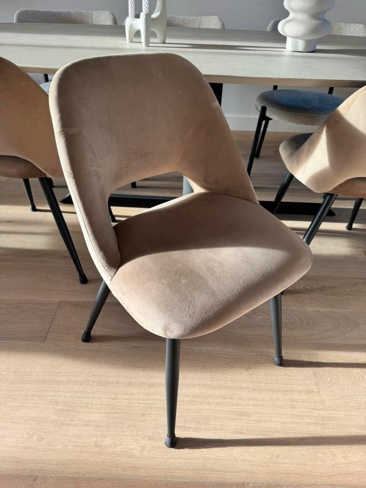 Eetkamerstoel Avignon - beige - velvet, Huis en Inrichting, Stoelen, Zo goed als nieuw, Drie, Stof, Overige kleuren, Ophalen