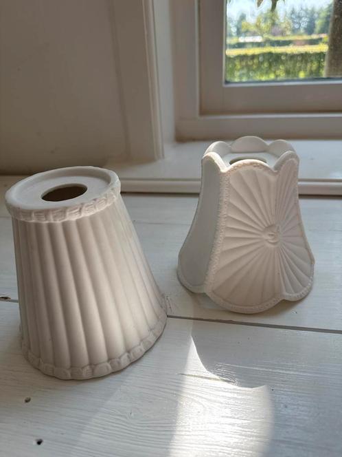Aardewerk Lampenkappen - Set van 2, Huis en Inrichting, Lampen | Lampenkappen, Gebruikt, Minder dan 25 cm, Overige vormen, Wit