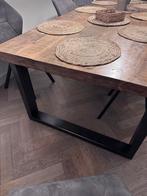 De Bommel eettafel van mangohout met metalen poten, Huis en Inrichting, Tafels | Eettafels, Ophalen, 100 tot 150 cm, Zo goed als nieuw