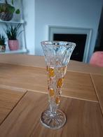 Vintage glazen vaas met amber accenten, Antiek en Kunst, Antiek | Glas en Kristal, Ophalen of Verzenden