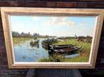 A.J. Zwart, Rietsnijders bij Giethoorn, Antiek en Kunst, Kunst | Schilderijen | Klassiek, Ophalen of Verzenden