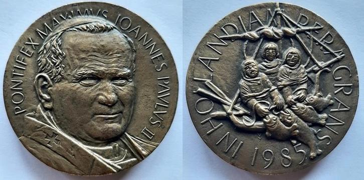 Bezoek Paus Johannes Paulus II Nederland 1985, Postzegels en Munten, Penningen en Medailles, Zilver, Verzenden