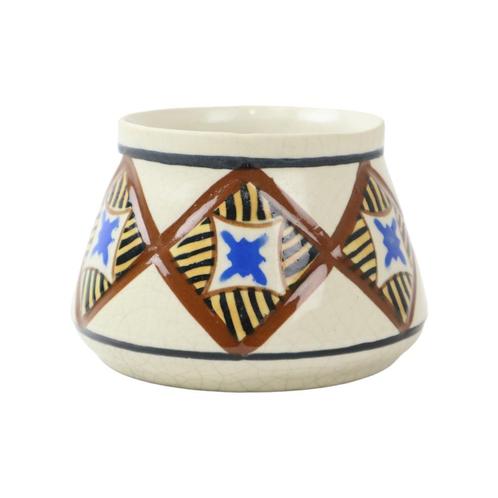 Abstracte Belgische Art Deco Vaas AMC Wit Blauw Zwart Craque, Antiek en Kunst, Antiek | Keramiek en Aardewerk, Ophalen of Verzenden