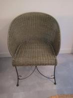 Groen rotan bistro setje met metalen onderstel, Huis en Inrichting, Stoelen, Ophalen, Bistro, Gebruikt, Overige kleuren