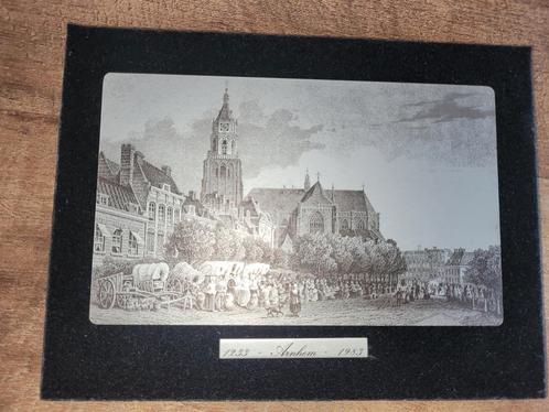 Staalgravure  Arnhem Markt, Antiek en Kunst, Kunst | Etsen en Gravures, Ophalen of Verzenden