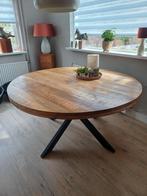 Ronde Mangohouten Eettafel 150cm, Huis en Inrichting, Tafels | Eettafels, Rond, Ophalen of Verzenden, Zo goed als nieuw, 100 tot 150 cm