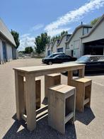 Bartafel van steigerhout, Ophalen, Met wielen, Gebruikt, Bureau