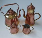 4-delig gehamerd koper/messing koffie-theeservies, Ophalen of Verzenden, Koper