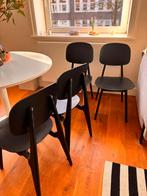 Fusion Living Oslo Black 4 Dining Chairs, Ophalen, Gebruikt, Rvs of Chroom