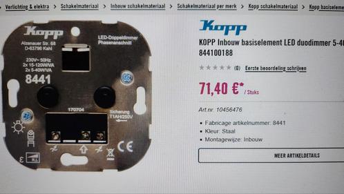 Kopp duo dimmer compleet met knoppen, Doe-het-zelf en Verbouw, Elektra en Kabels, Zo goed als nieuw, Schakelaar, Ophalen of Verzenden