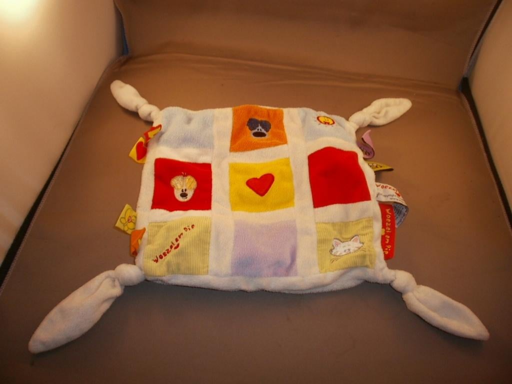 woezel en pip doekje geblokt gekleurd velours en labels Rond, Kinderen en Baby's, Speelgoed | Knuffels en Pluche, Ophalen of Verzenden