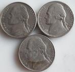 3 X U.S.A. : 3 ZEER MOOIE JEFFERSON DIMES: 1971+1977D+1989 P, Postzegels en Munten, Munten | Amerika, Verzenden, Noord-Amerika