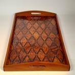 Marqueterie dienblad - houten serveerblad met inlegwerk, Antiek en Kunst, Ophalen of Verzenden
