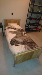 Eenpersoonsbed steigerhout en -buizen, Ophalen, 90 cm, Eenpersoons, Steigerhout