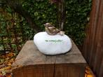 097* bronzen vogel op kei (Boven €75 geen verzendkosten), Ophalen of Verzenden, Nieuw, Overige materialen, Dierenbeeld