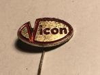 Metalen VICON LANDBOUWMACHINES Speld (Rood/Metaalkleur)., Verzenden, Zo goed als nieuw, Transport, Speldje of Pin