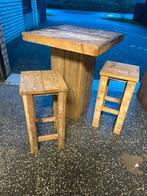 Steigerhouten statafel met krukken te huur, Gebruikt, Ophalen of Verzenden, 90 cm of meer, Hout