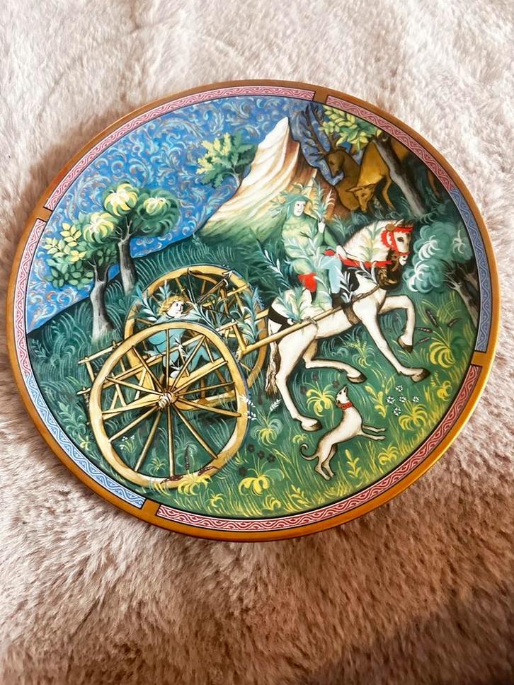 Wandbord 'Die Jagd mit dem Jagdwagen', Antiek en Kunst, Antiek | Wandborden en Tegels, Ophalen of Verzenden