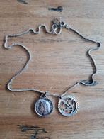 Zilveren ketting met 2 hangers, Ophalen of Verzenden, Zo goed als nieuw, Zilver, Zilver