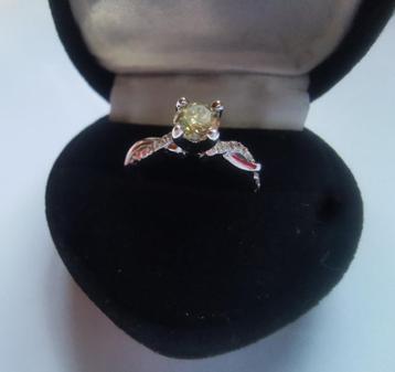14 KARAAT WITGOUDEN RING 0.54 CT DIAMANT EN CERTIFICAAT beschikbaar voor biedingen